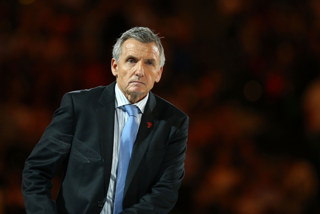 Bruce McAvaney, pictured at Rod Laver Arena in 2015, missed the Australian Open this year for the first time since 1999.