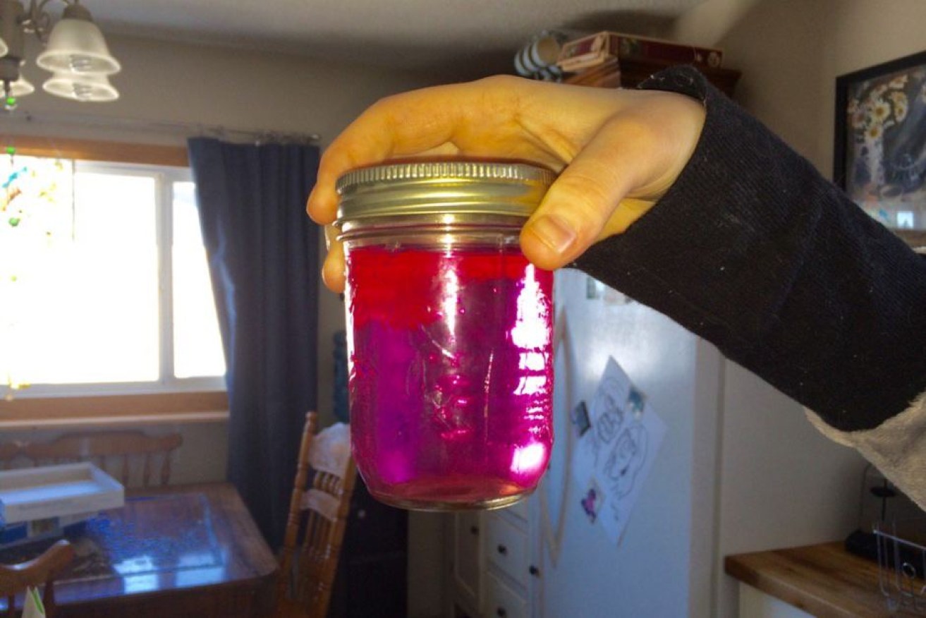 The water started running fuchsia after a problem at the water treatment plant at Onoway.