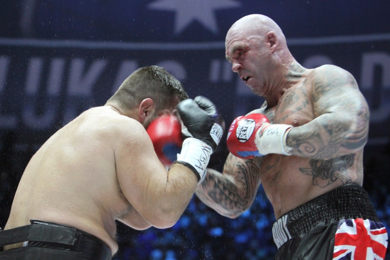 Lucas Browne (right) on the night that changed his life.