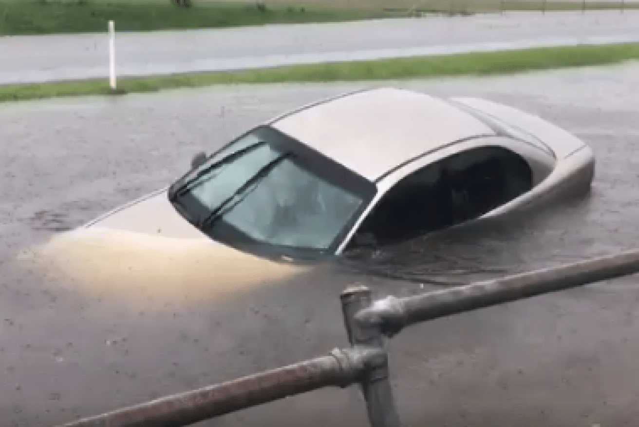 A car caught in flooding in Coffs Harbour this week.