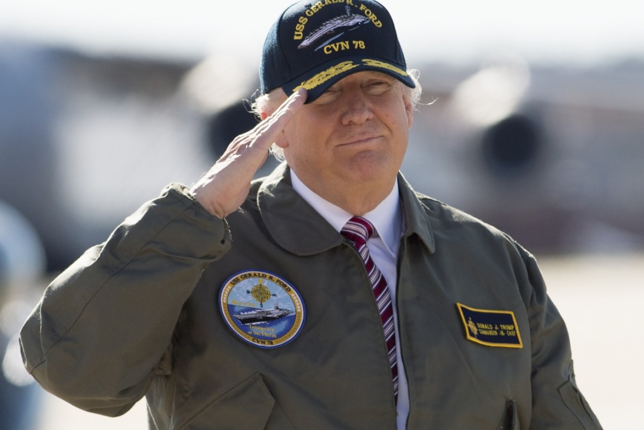 Donald Trump caused outrage by wearing this outfit on an aircraft carrier.