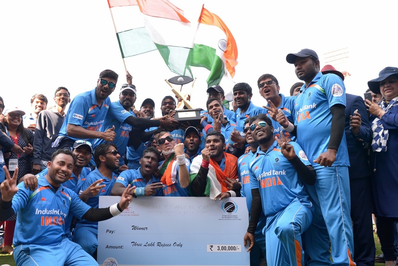 India celebrate their Blind Cricket World Cup victory.