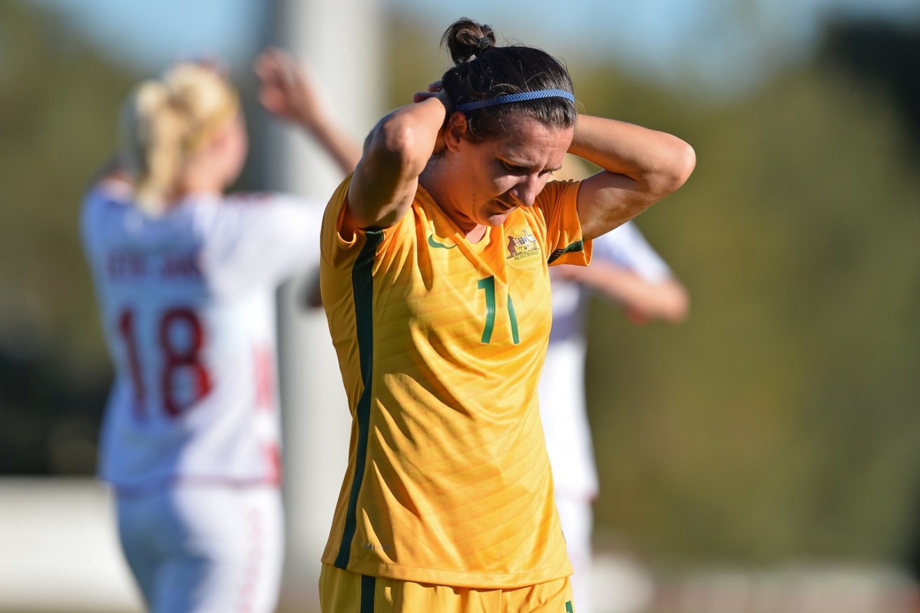 Australian star Lisa De Vanna was devastated with the penalty shootout loss.
