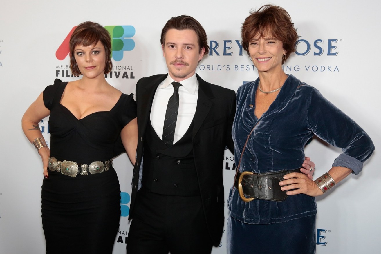 Rachel Ward (right) with her daughter Matilda Brown (left) and their co-star Xavier Samuel.
