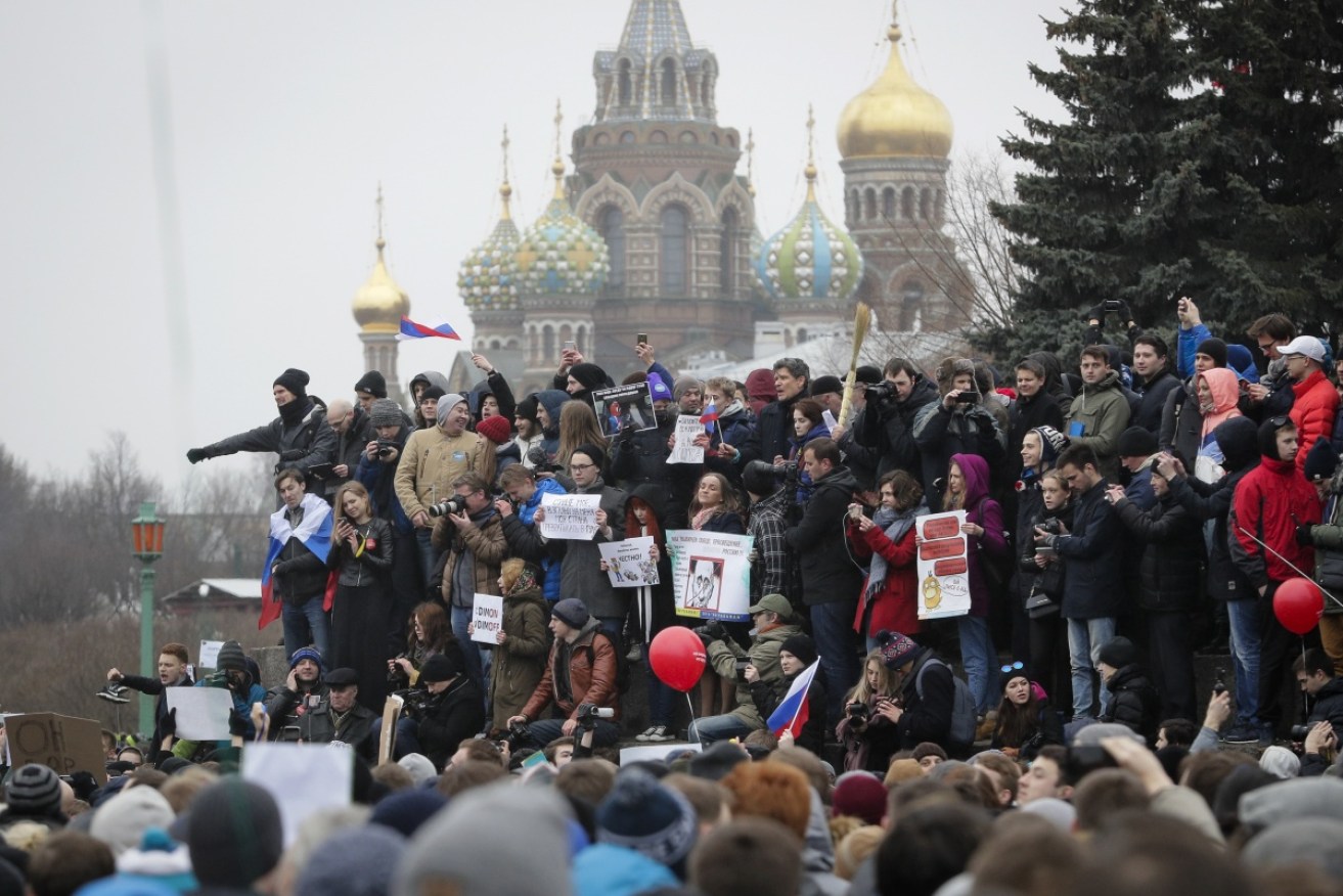 Protestors are unhappy with the way Russia's Prime Minister has conducted himself. 
