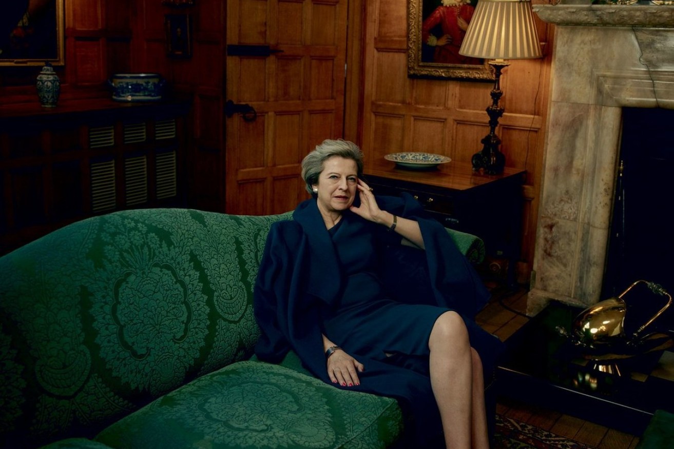 Theresa May is pictured in an interview with Vogue