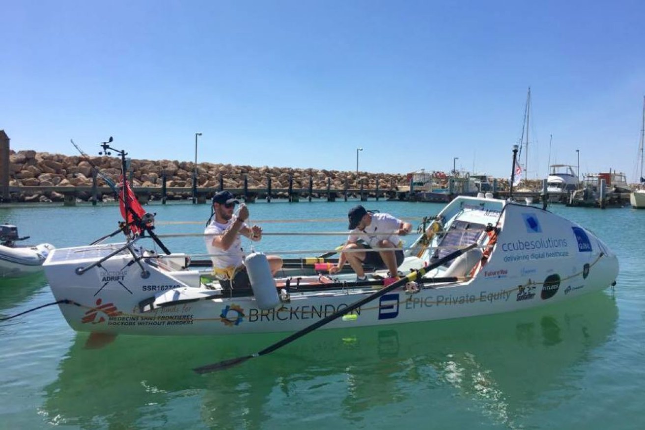 Ted Welman and Jack Faulkner left Geraldton aiming to reach Mauritius within 85 days.