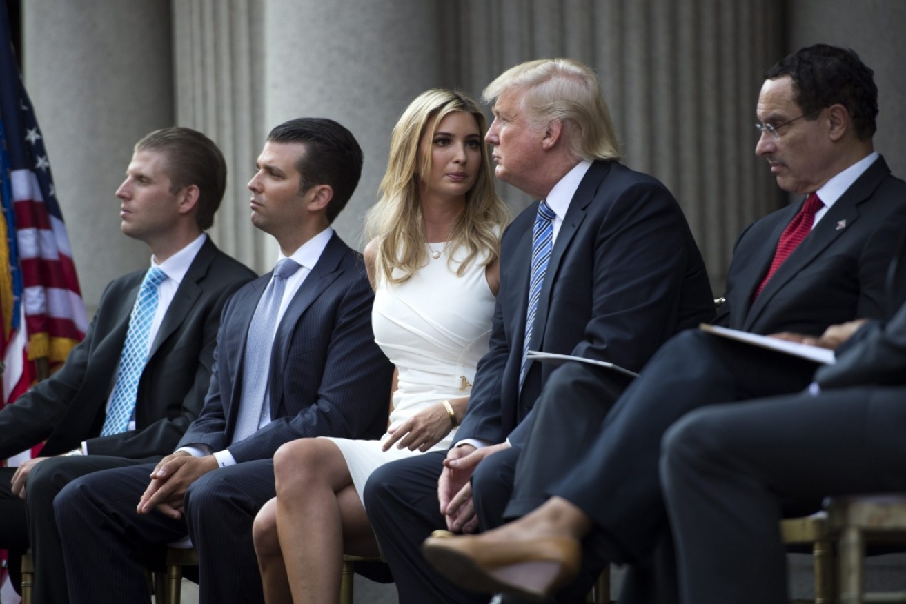 Eric Trump (far left) with brother Donald Trump Jr., sister Ivanka and US President Donald Trump.
