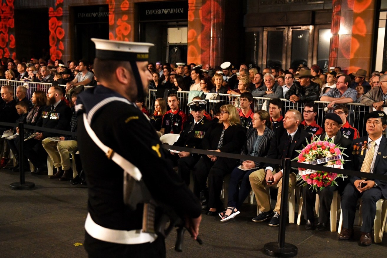 Attendance at the Anzac Day dawn service in Sydney's Martin Place was affected by security fears.