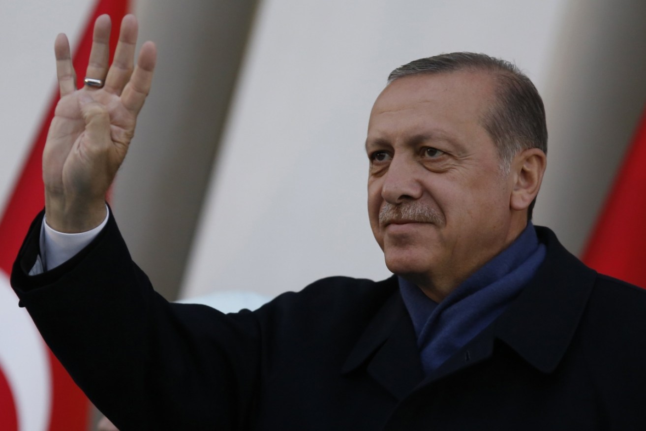 Turkish President Tayyip Erdogan at an event.