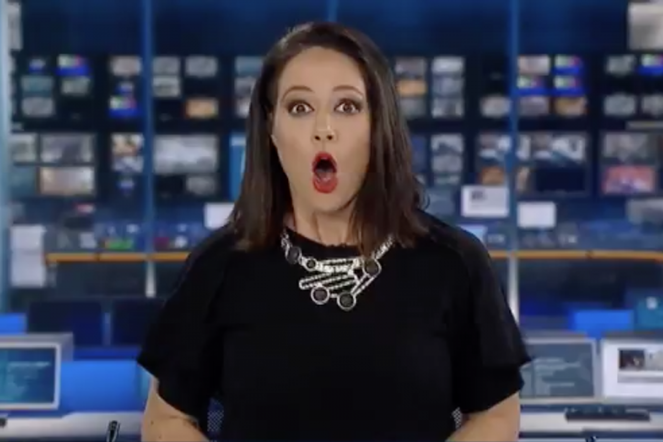ABC newsreader Natasha Exelby got a shock when she was caught daydreaming on the job.