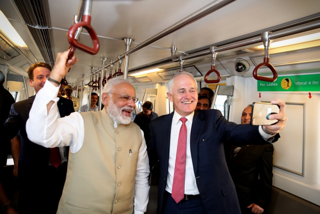 Malcolm Turnbull and Narendra Modi engage in some selfie diplomacy.