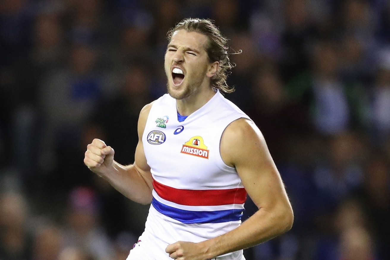 The punter would have been nervous during the Bulldogs' thrilling win.