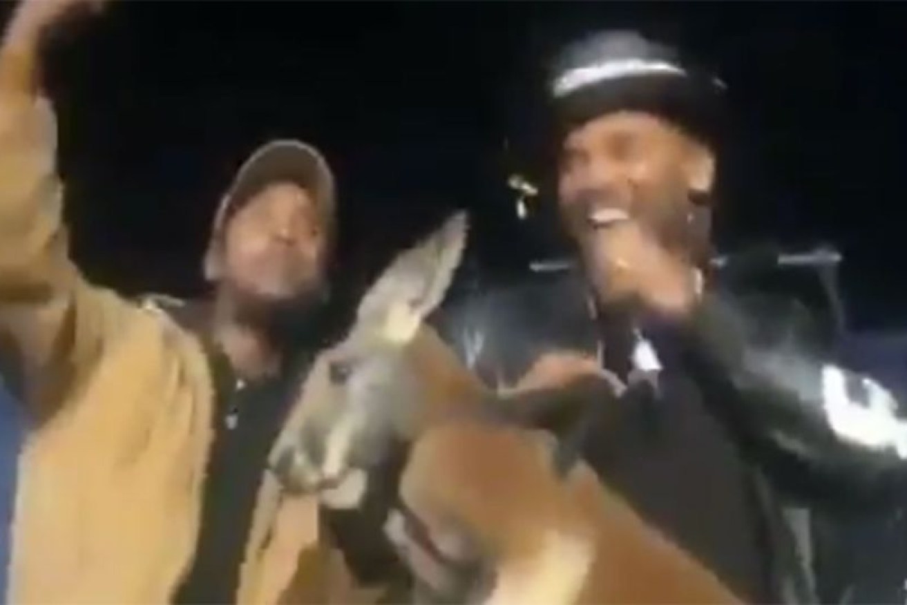 The kangaroo appeared to be distressed as comedian Mike Epps continued to dance around the wild animal.