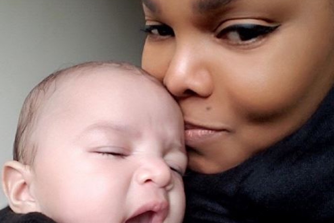 The first picture of fifty-year-old first-time mum Janet Jackson with baby Eissa.