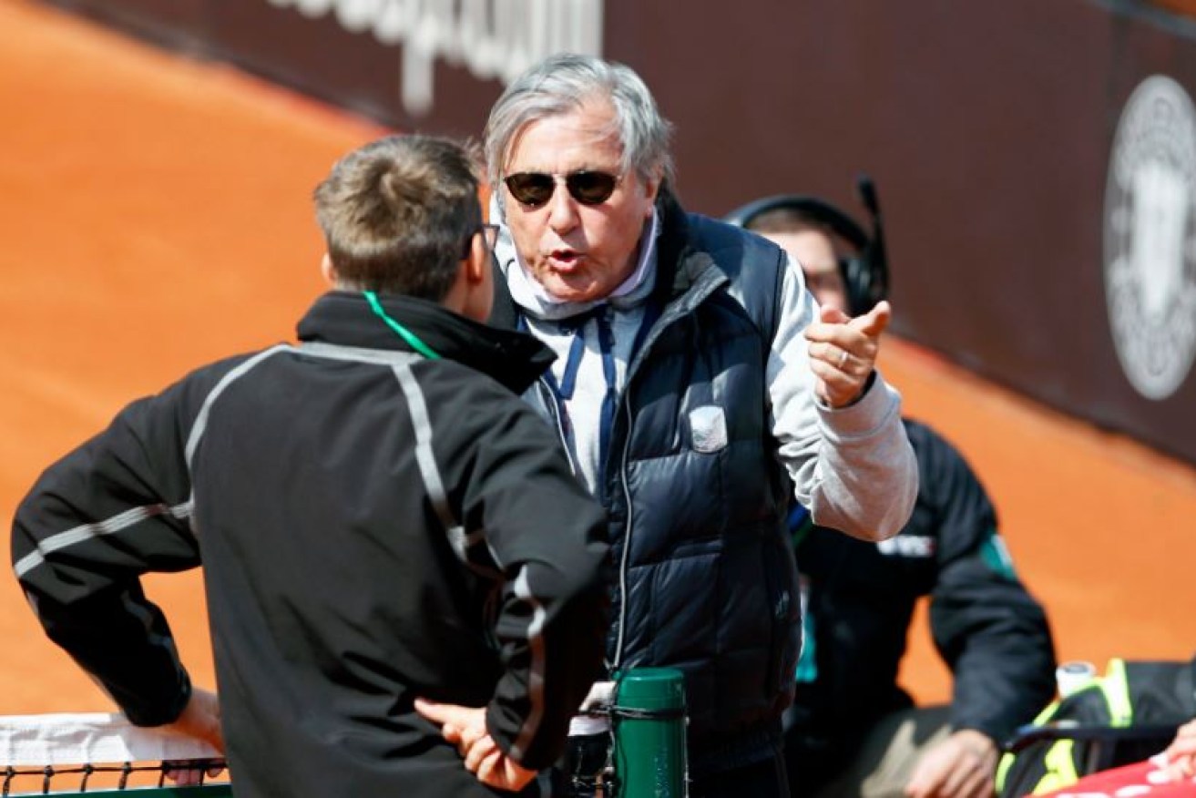 Ilie Nastase blows his top at a match official during the bizarre outburst in Constanta, Romania.