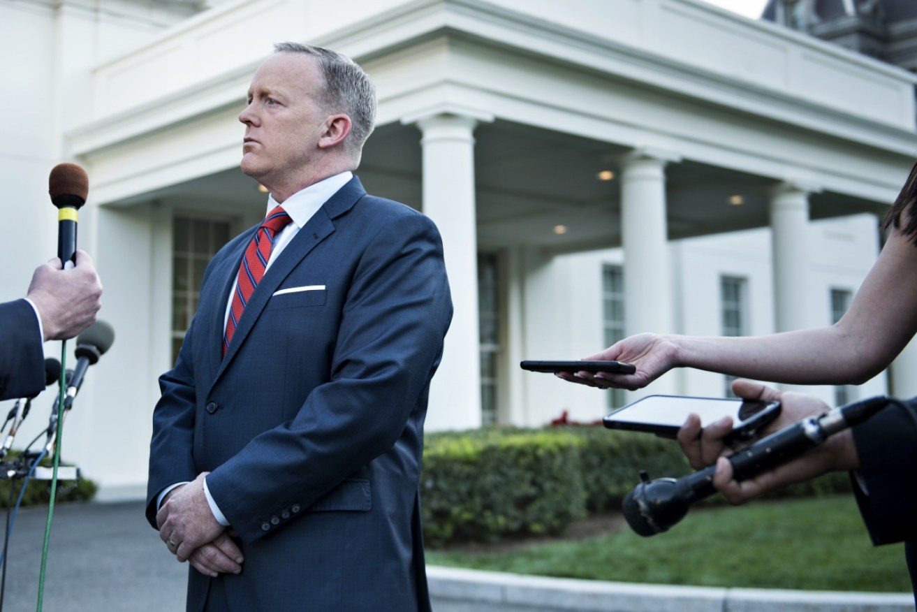White House Press Secretary Sean Spicer speaks to a reporter about Bashar al-Assad and Hitler.