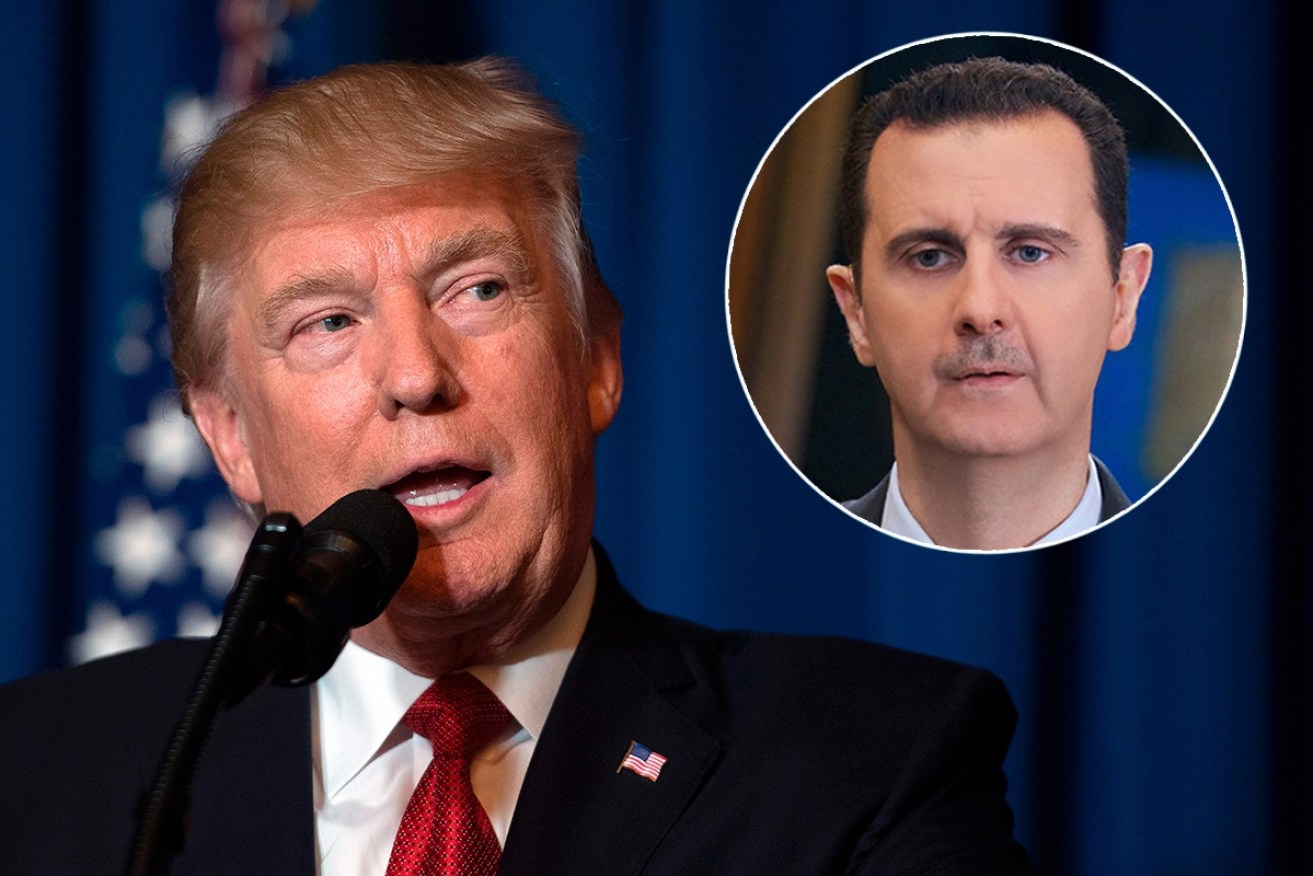 Donald Trump sets his sights on the Syrian leader, Bashar al-Assad (inset).