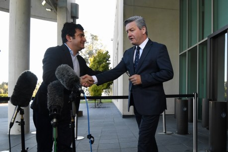 Sam Dastyari rolls out Malcolm &#8216;Trumble&#8217; for budget day prank