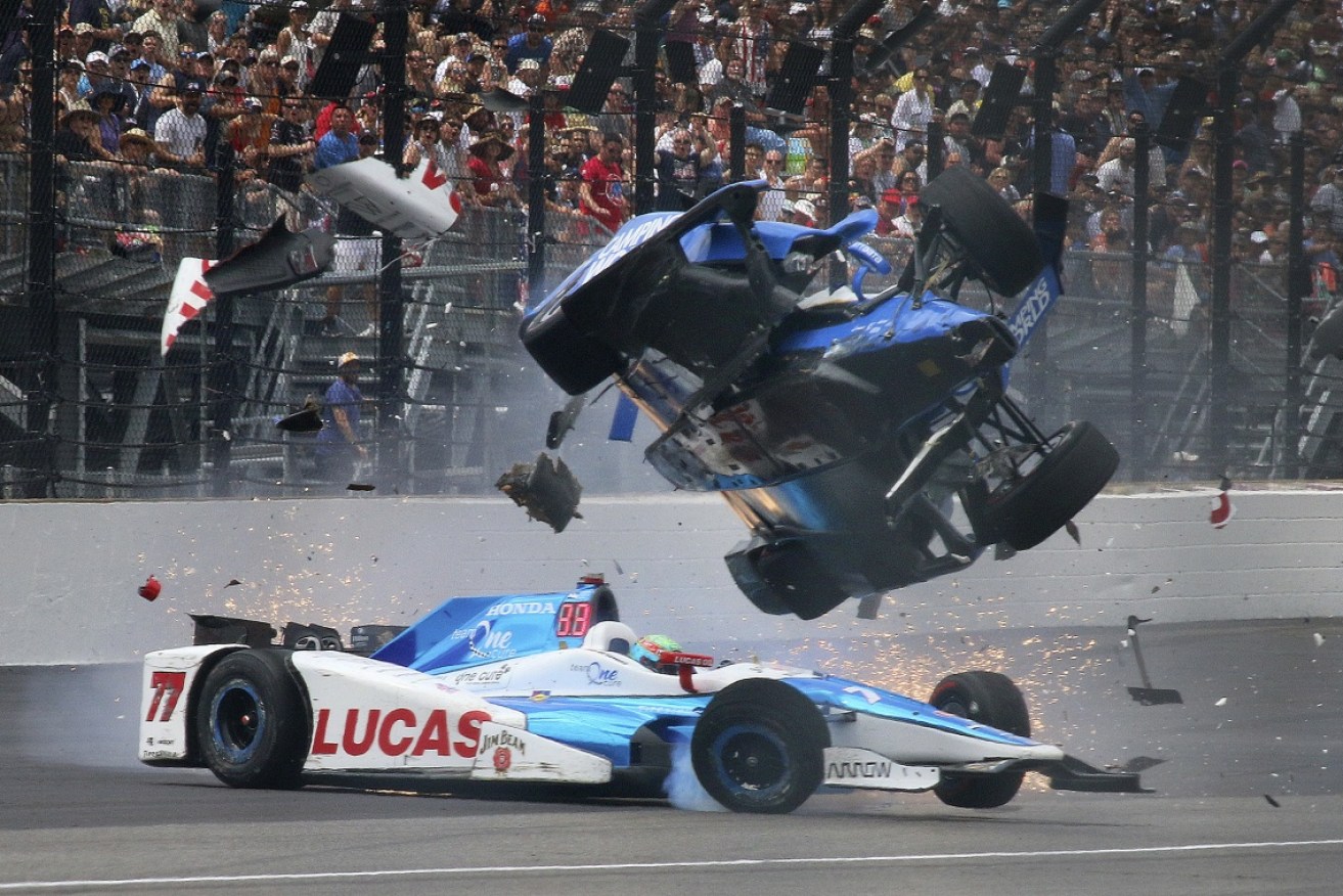 New Zealand's Scott Dixon was lucky to survive a dramatic crash at the Indianapolis 500.