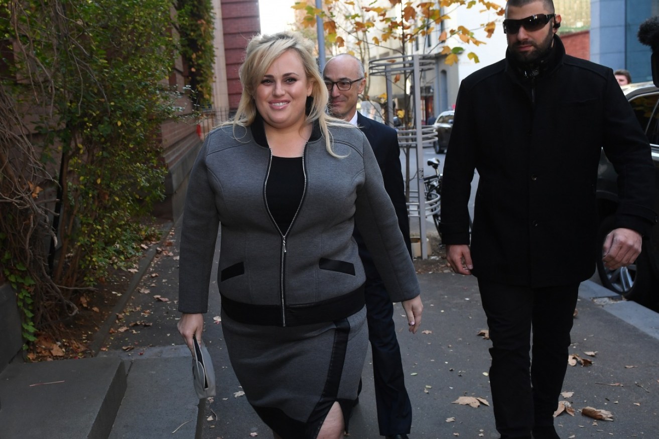 Rebel Wilson arrives at the Supreme Court of Victoria