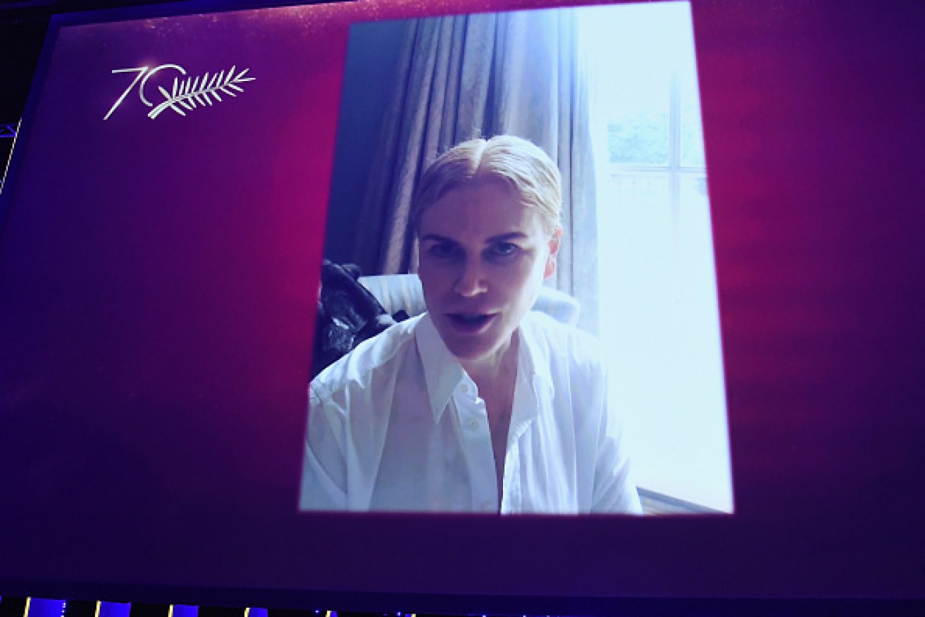 Nicole Kidman accepted her special Cannes award via video.