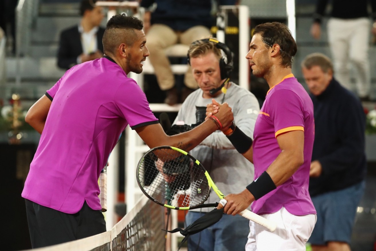 Nick Kyrgios was no match for clay-court master Rafael Nadal.