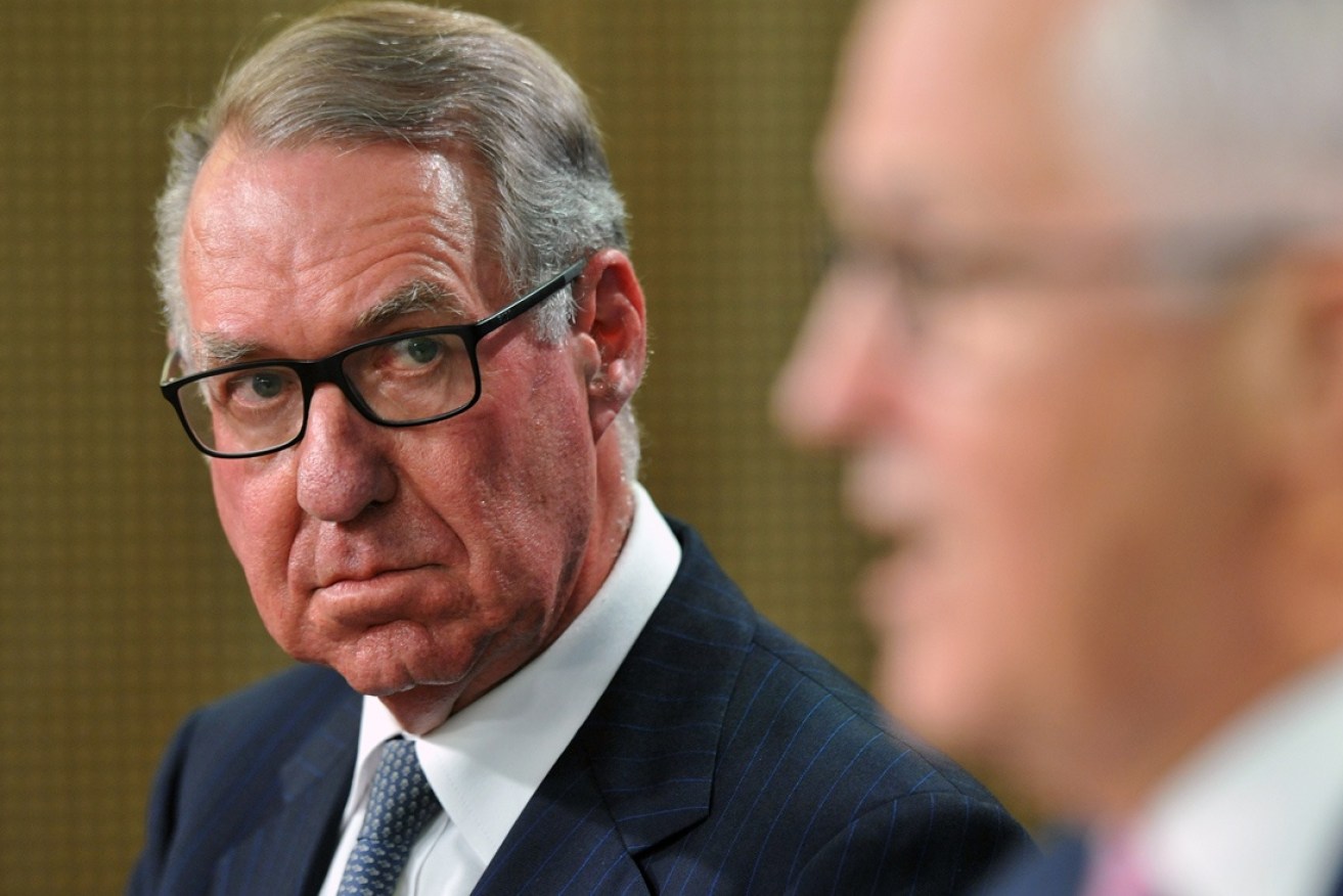 David Gonski was flanked by Malcolm Turnbull at this week's announcement.