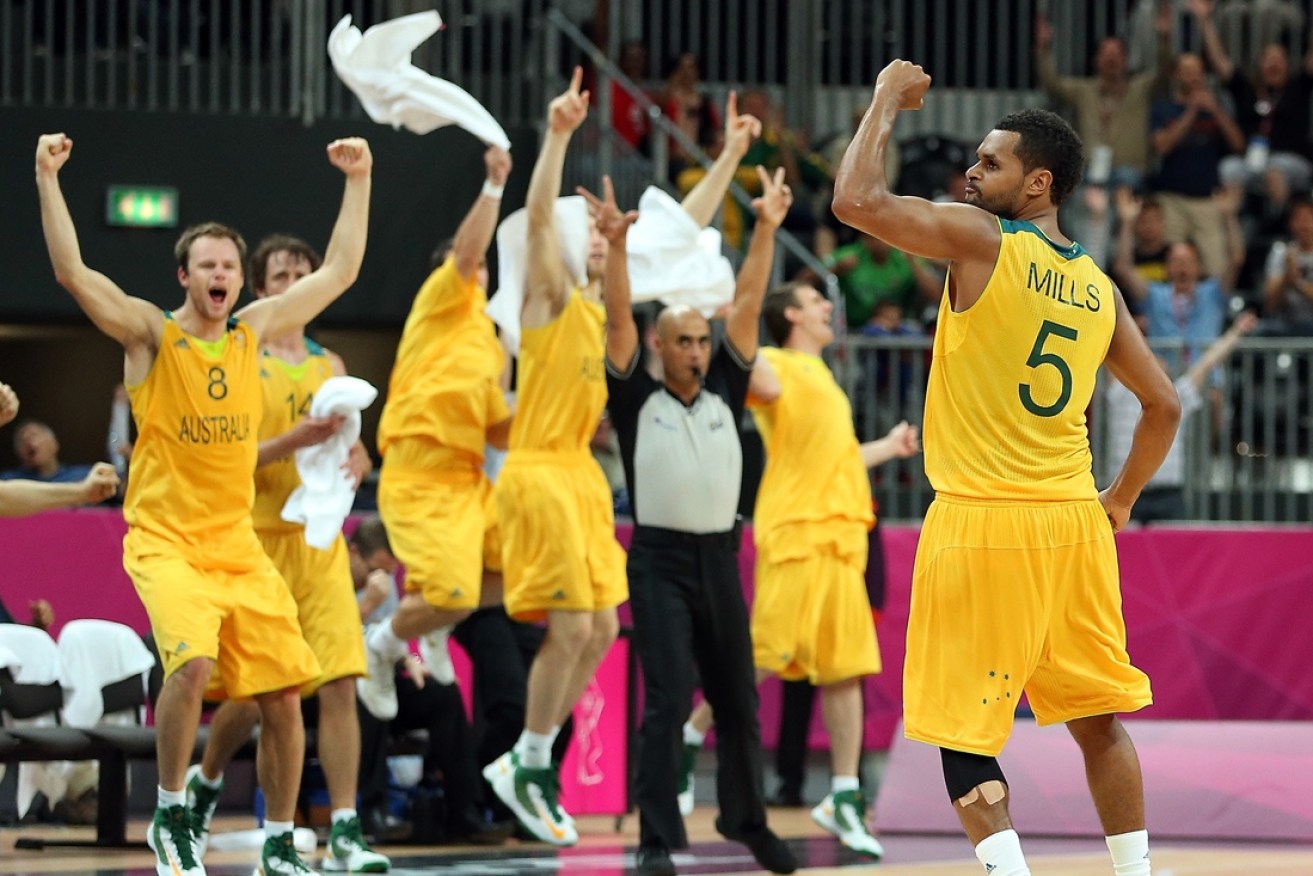 Mills celebrates a game-winning basket at the 2012 London Olympics.