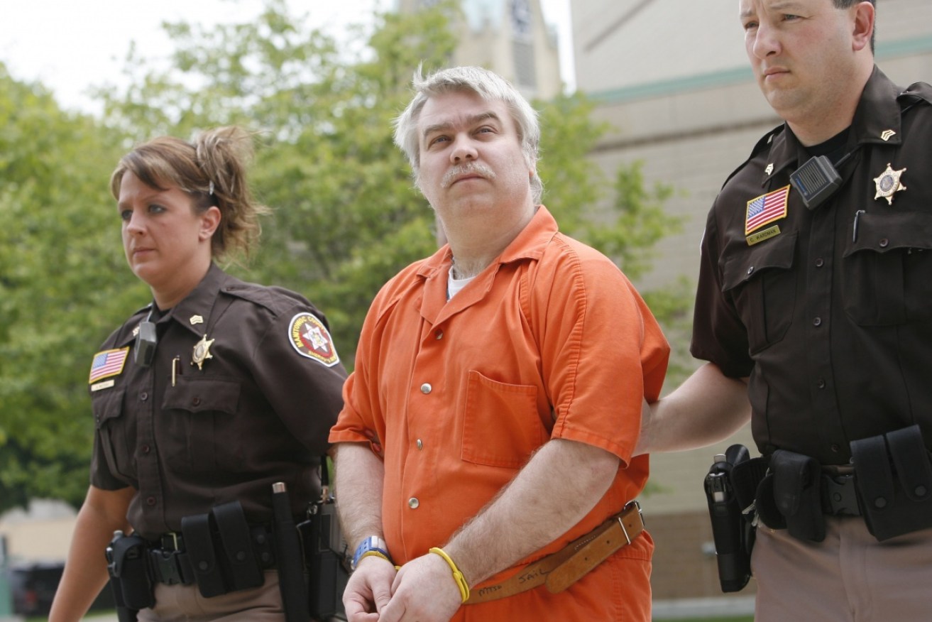 Steven Avery was escorted to the Manitowoc County Courthouse for his sentencing on June 1, 2007, in Manitowoc, Wisconsin.