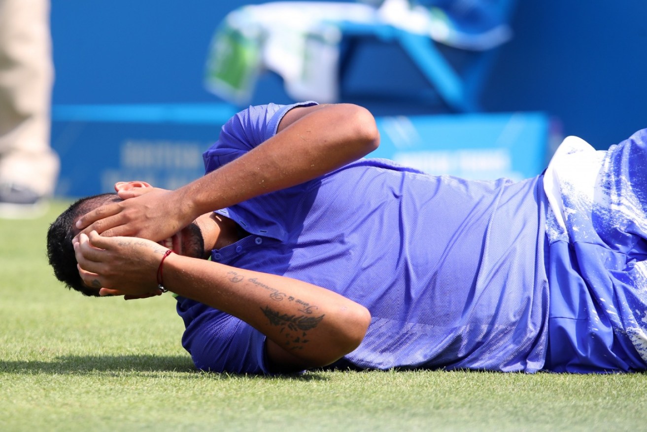 An injured Nick Kyrgios forced to quit during the Aegon Championships at the Queen's Club, London.