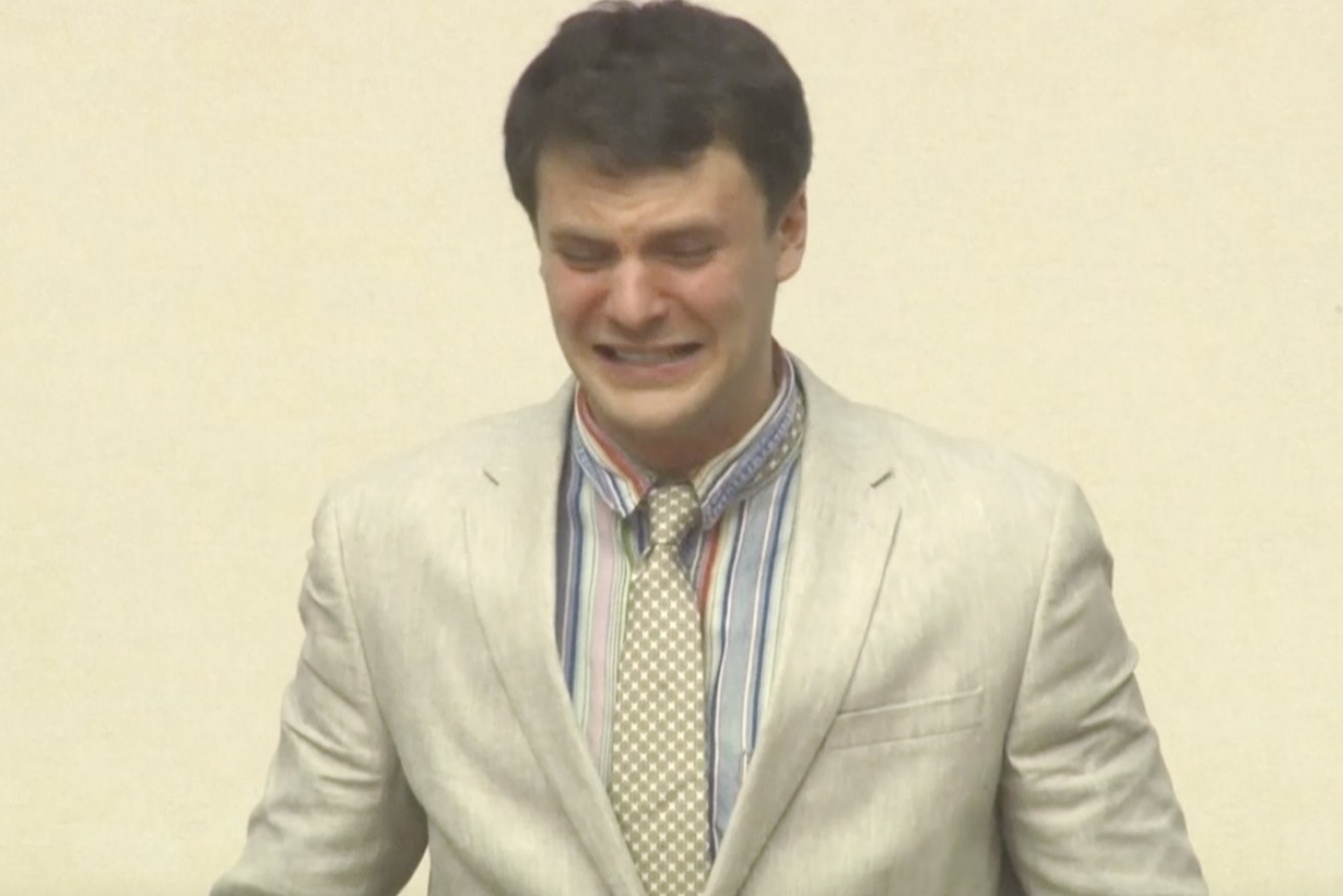 Otto Warmbier broke down during his trial in March 2016.