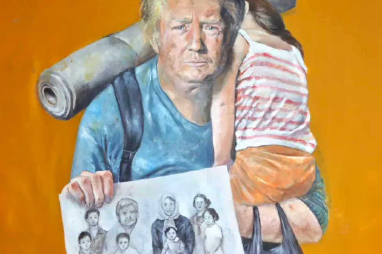 Syrian artist Abdalla Al Omari portrayed Donald Trump as displaced and disheveled in The Vulnerability Series.