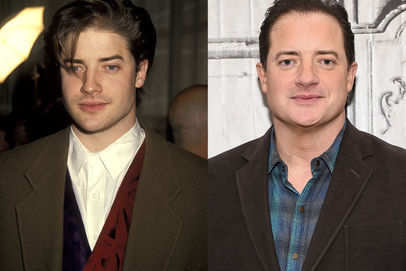 Brendan Fraser in 1991 (left) as his career was taking off, and in 2016 (right).