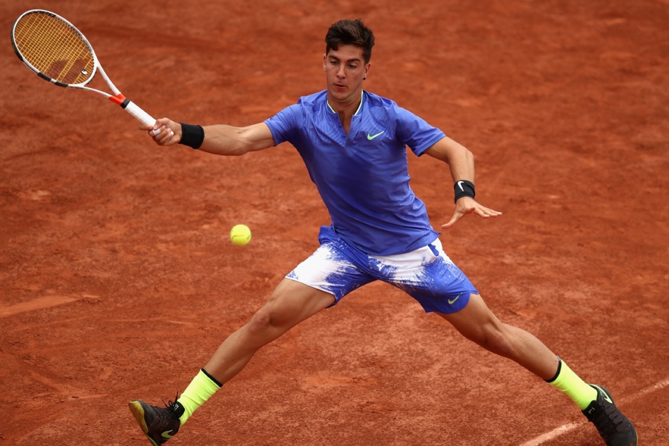 Thanasi Kokkinakis in action at the French Open.