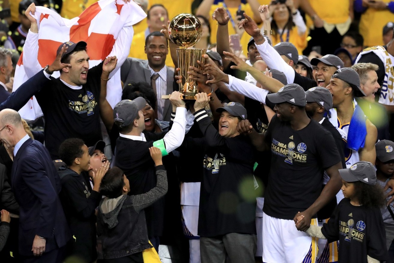 Golden State Warriors celebrate their NBA championship.