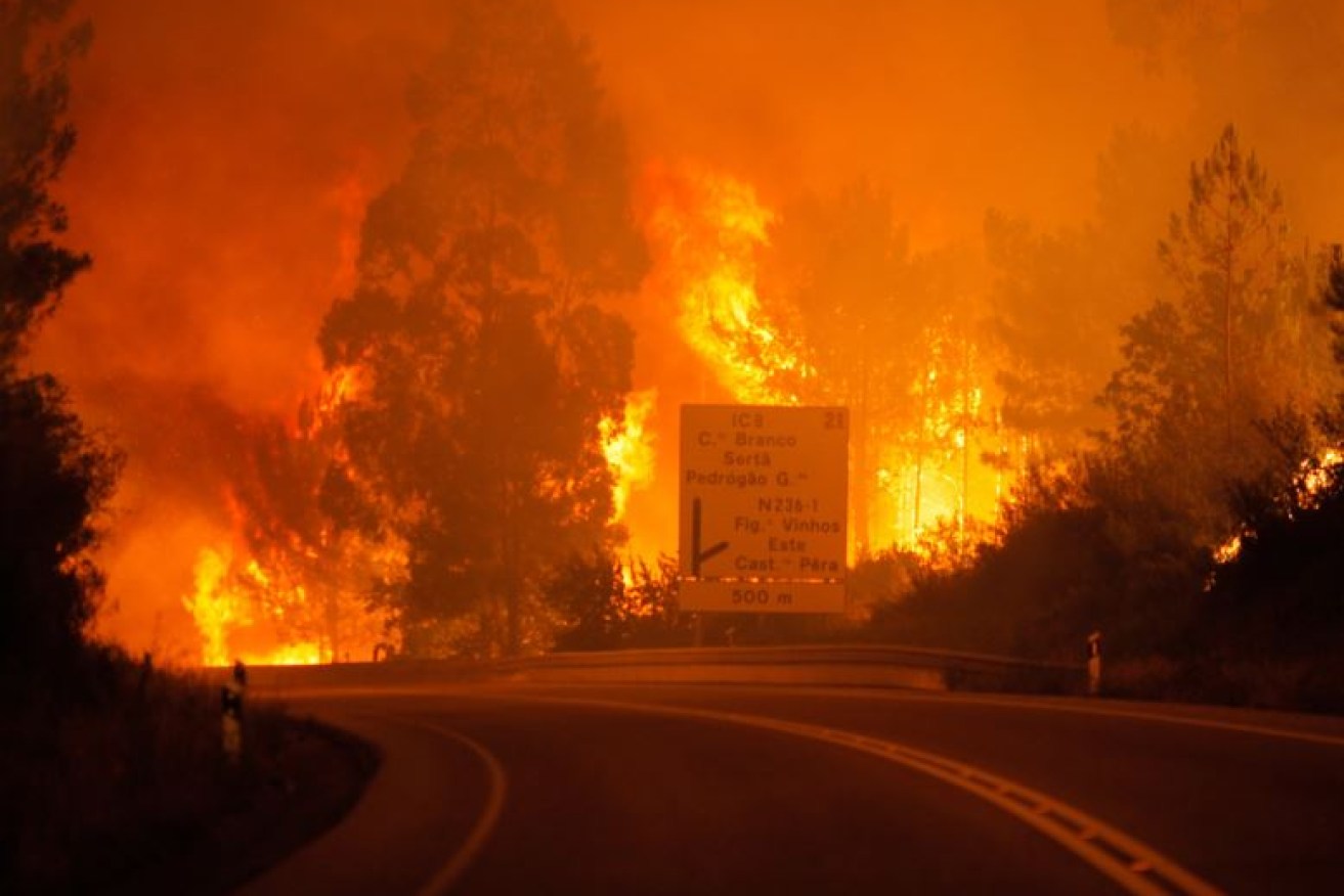 Driven by scorching winds and droughts, flames engulf the mountains in southern Portugal.