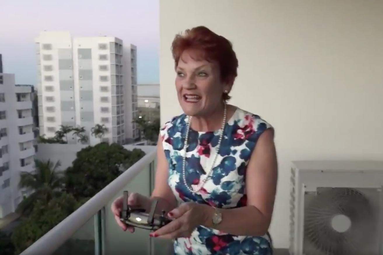 Pauline Hanson has come under fire for possible misuse of a drone.