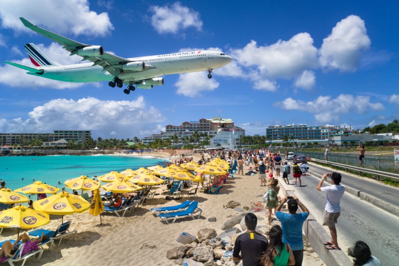 Local authorities in the Dutch Caribbean territory of Sint Maarten say dozens of people have been injured by the jet blasts in recent years. Photo: Getty