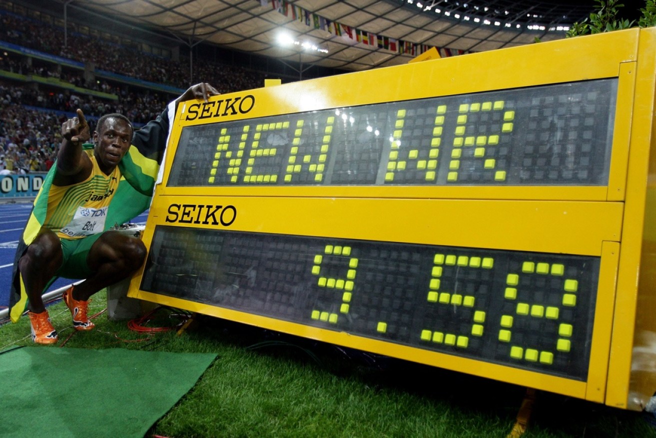 Bolt holds the 100m world record.