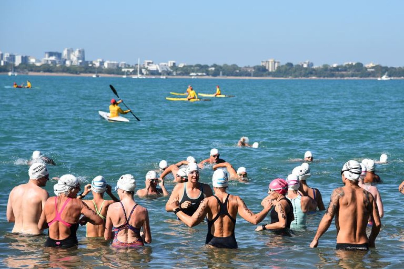 Lurking crocodiles couldn't deter swimmers from the Fannie Bay Ocean Swim.