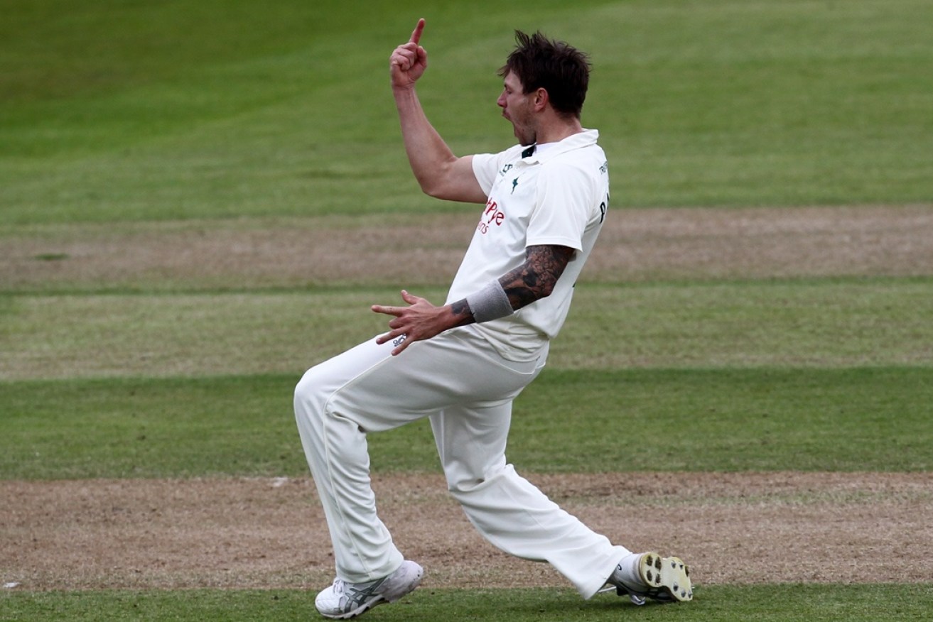 A common sight in Nottingham as Pattinson celebrates a wicket.