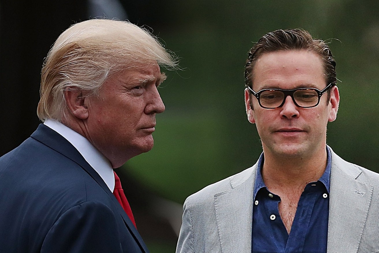Donald Trump confers with James Murdoch, one of the few media figures the US President will never, ever attack.