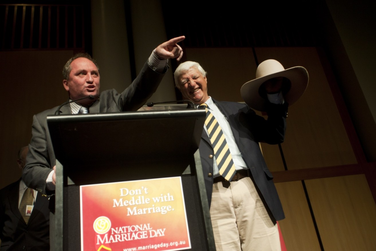 Barnaby Joyce (L) and Bob Katter have shared a  stage before.  