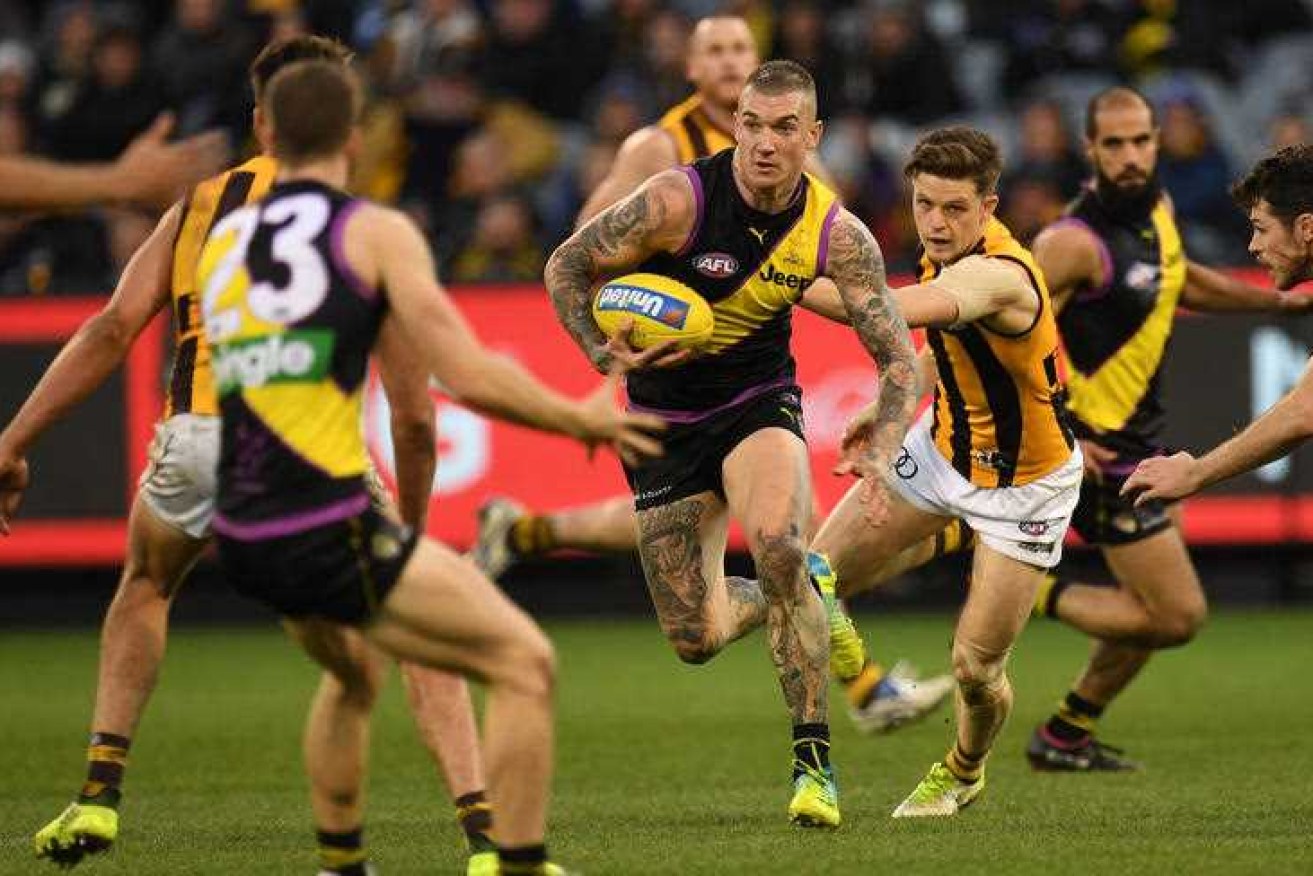 Dustin Martin booted two goals in the Tigers' win over Hawthorn.