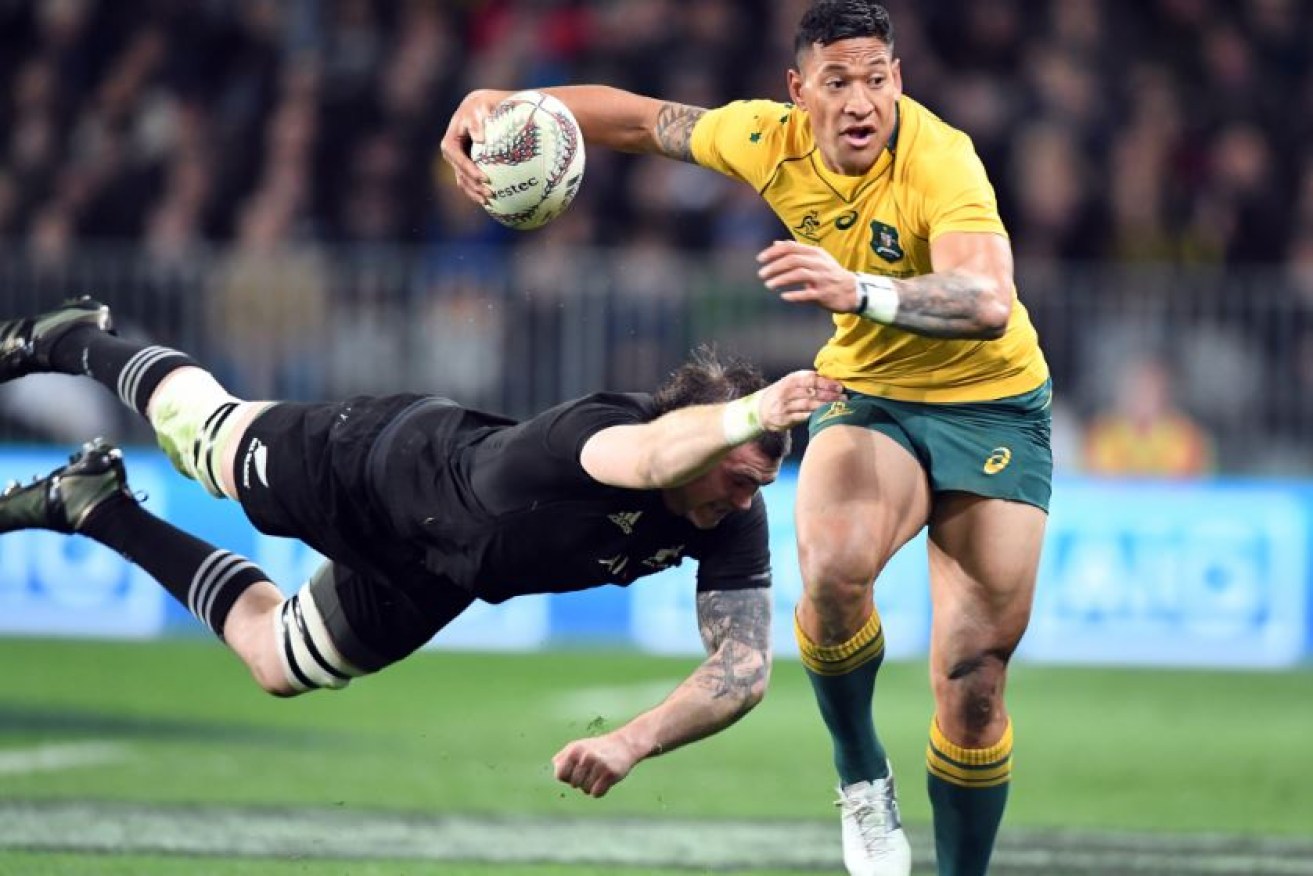 Just 27 seconds into the match, Israel Folau barrels through defenders to draw first blood for the Wallabies.