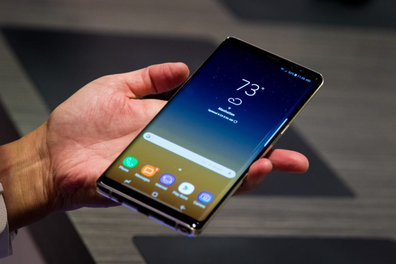 Samsung Galaxy Note8 smartphone during a launch event in August.