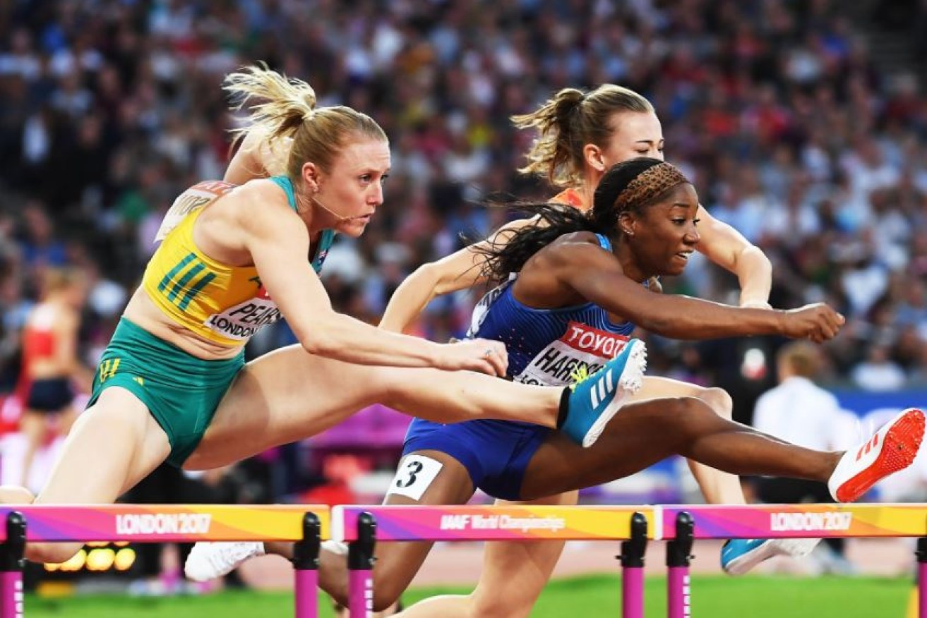 Sally Pearson wins gold at the 2017 World Athletics Championships in London.
