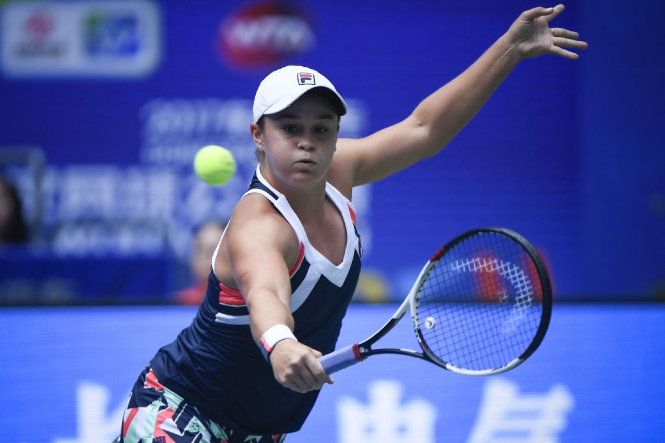 Ashleigh Barty has continued her sensational form with a top-five win over Karolina Pliskova to reach the Wuhan Open semi-finals.