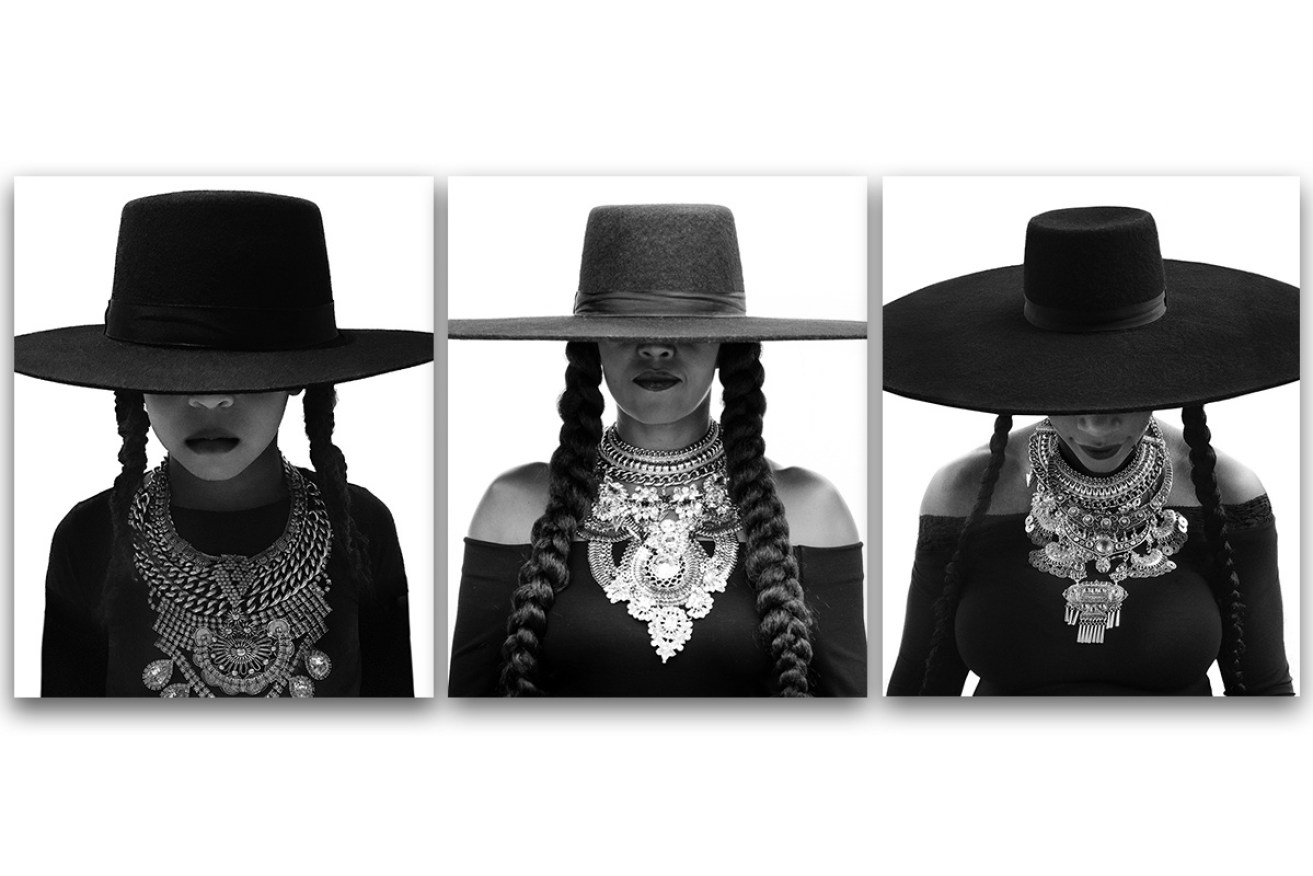 Pictured (L-R): Blue Ivy Carter, Michelle Obama and Serena Williams dressed up in Beyoncé's iconic gear.